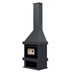 Chimenea Metálica de Pellet                                 Cristal Serigrafiado                                            Potencia máxima 11,5 Kw.