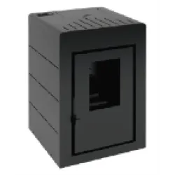 Estufa de Pellet Frontal Negro Interior Acero   Potencia máxima 5,5 Kw.