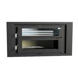 Horno Leña Insertable Horno Envolvente en Inox Bandeja Horno de 50 cm. Potencia Máxima 12 KW.  INTERIOR FUNDICION